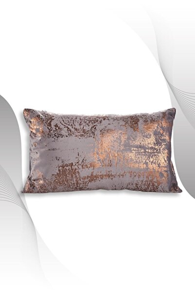ÖZENEV Anthracite Copper Throw Pillow Cover Decorative Patterned Velvet Soft Living Room Sofa
