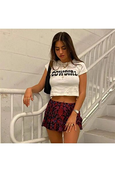 Le Savu Sevunera Cowgirl cu imprimeu Crop de culoare albă