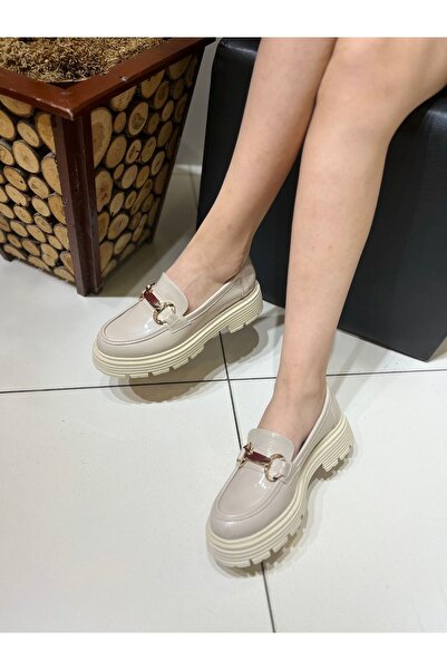 İST FİDAN KUNDURA Золото-чорна тока K-607 - Жіночі мокасини на товстій підошві