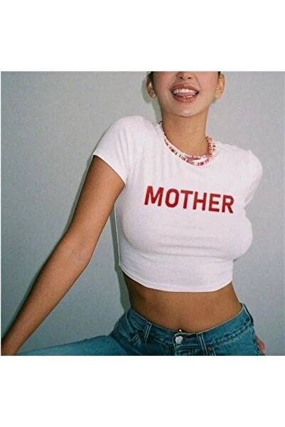 Le Savu Mother με τύπωμα Λευκό Χρώμα Crop