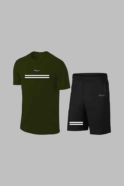 POSEIDON STORM Ανδρικό ύφασμα Khaki Dri-fit για πεζοπορία με άνετη τσέπη με λαιμόκοψη σορτς διπλό σετ μπλουζάκι (s-3xl