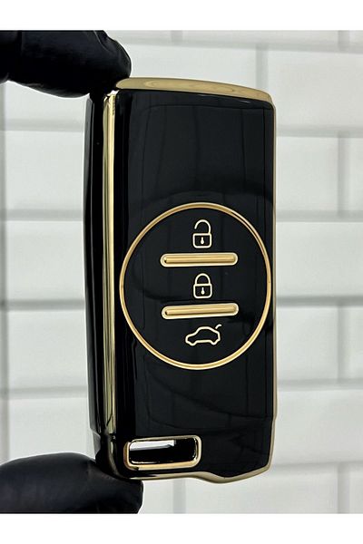 GMA KEYS Luxury Chery Tiggo 7 Pro 3 Button Smart Nano Key Case Black Gold Color 1st Quality