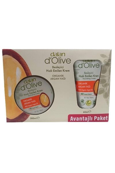 Dalan D'Olive Organic Argan Oil - Cream 300ml and 60ml Advantageous Package