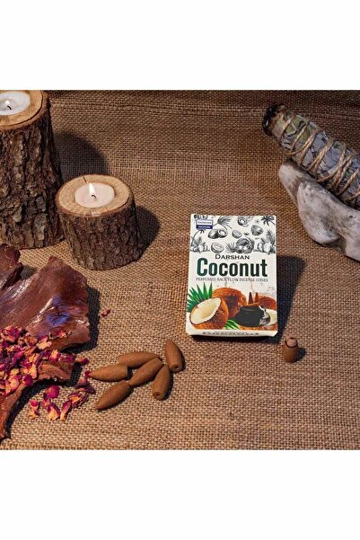 Darshan Incense Coconot (HİNDİSTAN CEVİZİ) Geri Akış (BACK FLOW) Tütsü 10 Adet