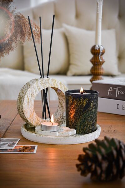 ersu store Gold Varak Mermer Desenli Oda Kokusu Beton Vazo Cam Bardak Soya Wa...