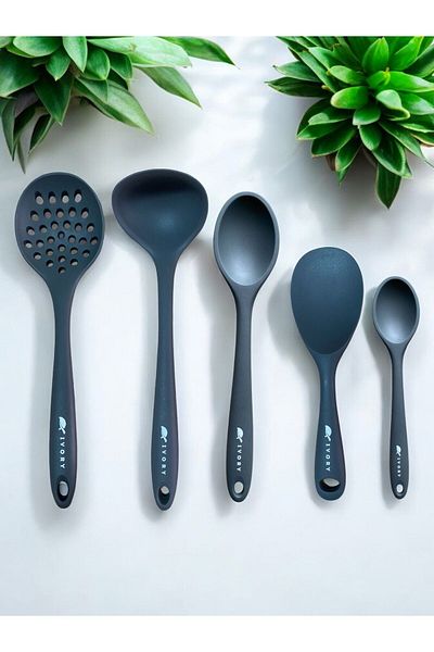 Multiamo Silicone Colander Ladle Set - Heat Resistant, 5 Pieces, 8Cm/22Cm/20Cm/28Cm