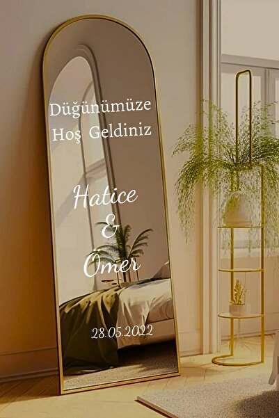 AVMmarketim Düğün Nişan Ayna Yazısı 50cm Kişiselleştirilebilir Söz Organizasyon Süsü Beyaz Folyo Sticker