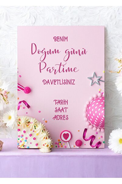 Kozalak Tasarım Doğum Günü Özel Gün Davetiyesi 12 Adet Kişiselleştirilebilir