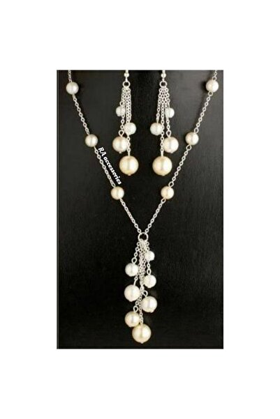 Genel Markalar Şık İncili Zincir Takım: Göz Alıcı Kolye ve Küpe Seti