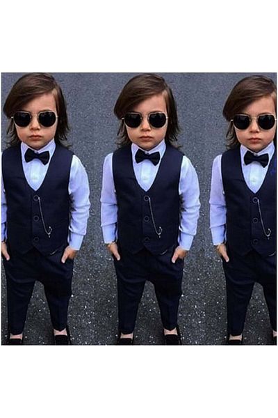 By Terry Navy Blue Vest Boy Suit Navy Blue