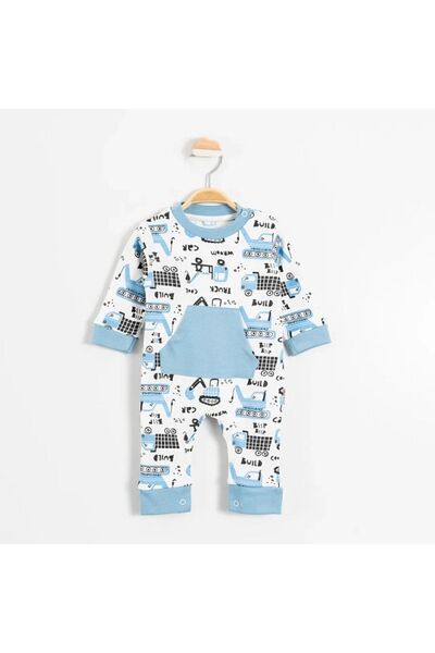 Bebelop Dozer Patterned Baby Boy Jumpsuit with Front Pocket