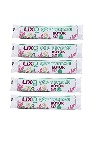 LİXOBAG عبوة من 5 قطع - كيس قمامة قوي كبير الحجم