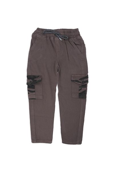 Bebelop Boy's Camouflage Patterned Lace-up Trousers with Pipe Leg Pockets