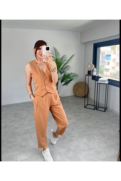 NESLİHAN KOCA Lycra Harem Vest Suit Set
