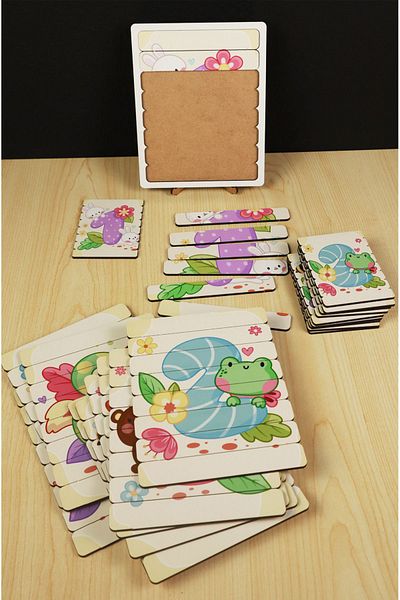 kutuTR Set of 10 Wooden Stick Puzzle - Numbers Montesorri Puzzle