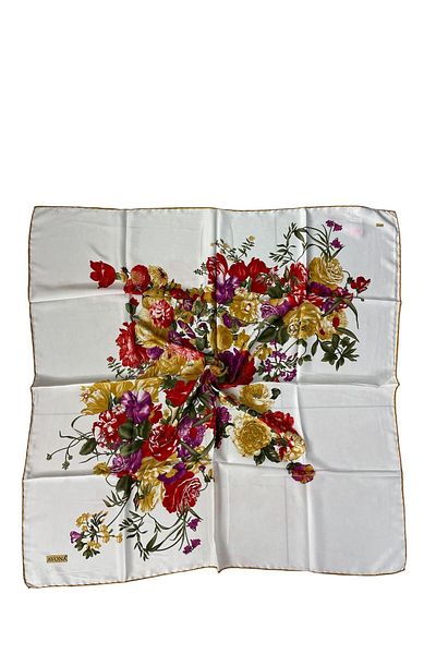 PİRAMİT Avona Pyramid 90cm X 90cm Floral Print White Scarf Es-19
