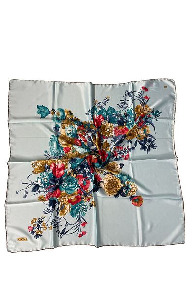PİRAMİT Avona Pyramid 90Cmx90Cm Light Blue Scarf with Flower Pattern Es-21