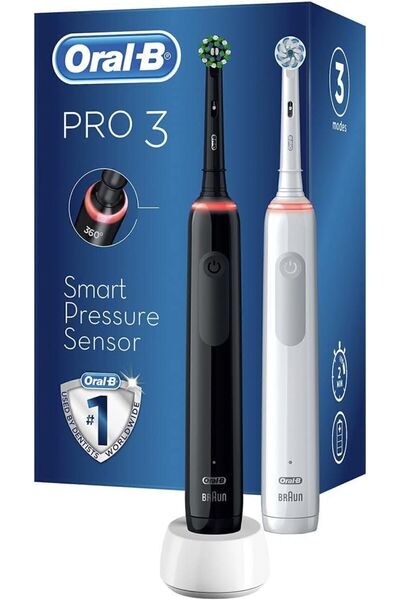 Store Pro3-3900 Şarj Edilebilir Diş Fırçası 2'li Set Siyah&beyaz