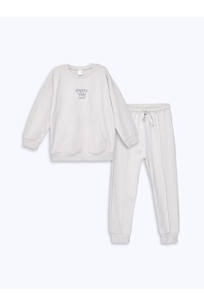 LC Waikiki Lcw Baby Navy Blue Long Sleeve Sweatshirt and Sweatpants for Baby Boy - 2-piece Crew Neck