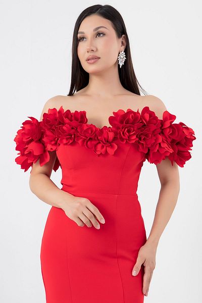 PULLIMM Rochie cu detaliu trandafir cu fanta - ECR5368