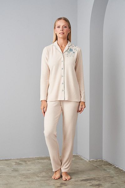 PJS 24566 Women's Buttoned Soft Pajama Set