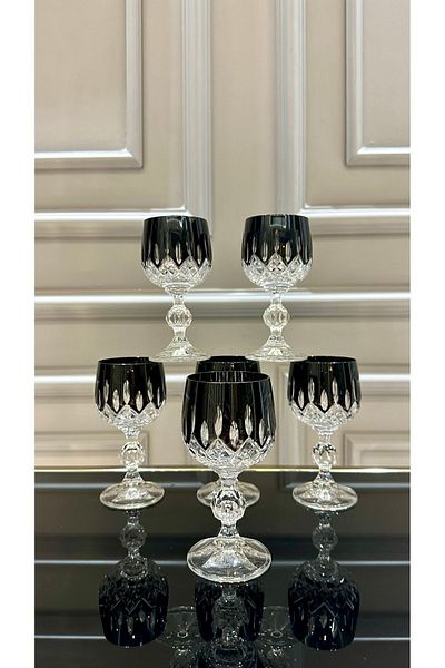 Bohemia Crystal Black Color Maskated Earring Model Handcrafted Coffee Side Water Glass