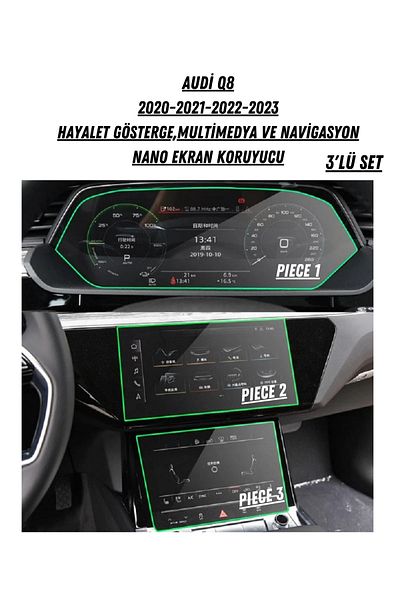 UniqAnatolia Audi Q8 2020-2023 Ghost Instrument and Multimedia Dual Screen Compatible Nano Screen Protector