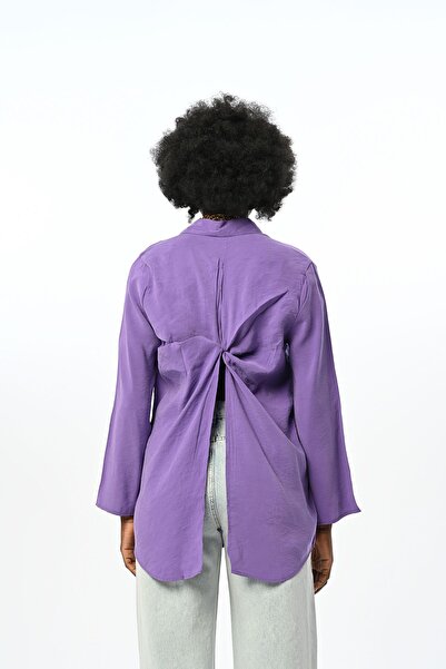 Orfeo Negro قميص نسائي بلون سادة مع تفاصيل ربطة خلفية