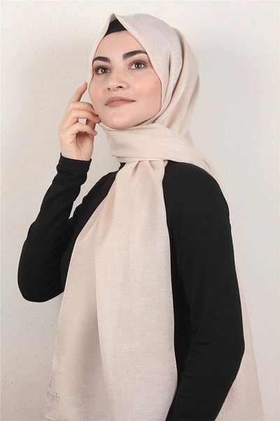 PİRAMİT Beige Amber Glitter Shawl - 4000-60 Model
