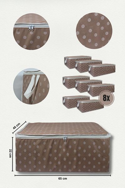 ADARYA HOME Canapea extensibilă cu 8 locuri, tip bază de pernă, resturi de depozitare a hainelor - resturi de subțire, model cu buline (ROZ PUDRĂ)