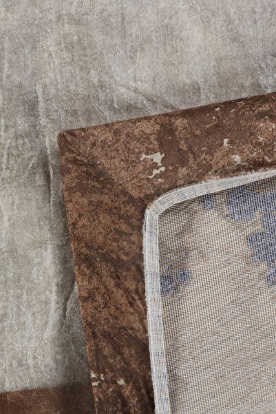 RENKLİBUTİK 6 M2 Modern Patterned Velvet Textured Carpet Cover - Non-Slip and Elastic