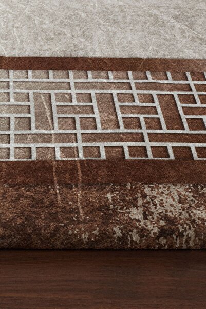 RENKLİBUTİK 6 M2 Modern Patterned Velvet Textured Carpet Cover - Non-Slip and Elastic