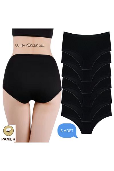 Afrodizyac Pachet de 6 bato cu talie ultra înaltă 100% bumbac - Extra moale și elastică