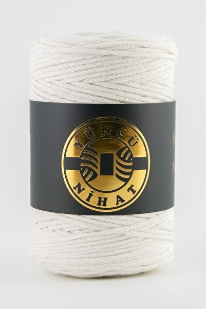 Yüncü Nihat Pamuk Makrome Ipi (201) Ekru 200gr 200mt 2mm Zincir Makrome Çanta...