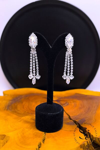 SimgeAksesuar Κρυστάλλινη πέτρα κομψά και εκλεκτά σκουλαρίκια γάμου και αρραβώνων - σκουλαρίκια χέννας