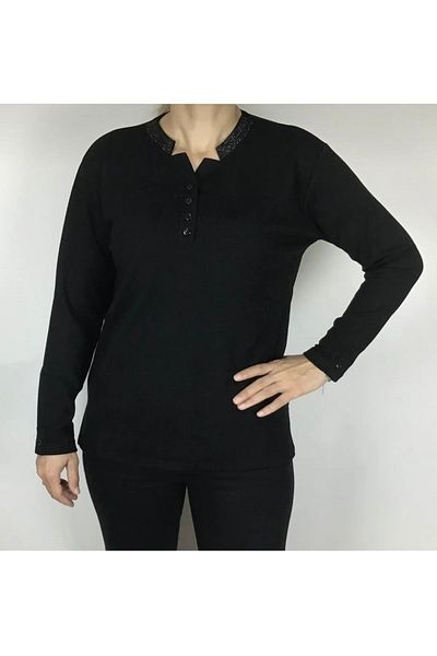 ECE GİYİM Μπλούζα Mother Sport με λεπτομέρεια από πέτρα και κουμπιά