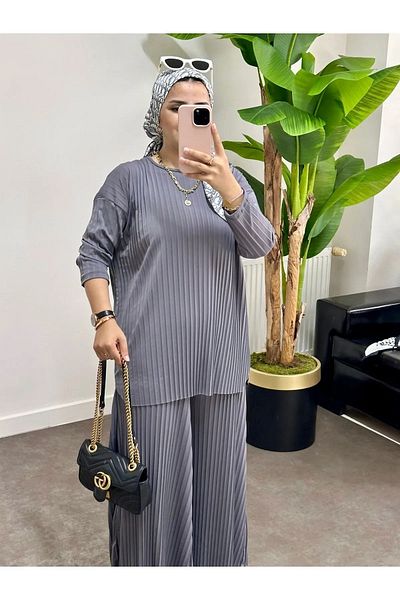 MÇmoda Set Wonderful Sandy - Pantaloni largi plisați și tunică
