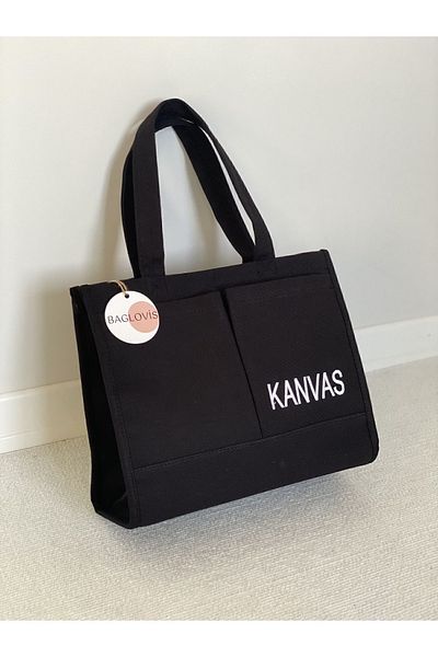 BAGLOVİS Μεγάλη κεντημένη πάνινη τσάντα ώμου