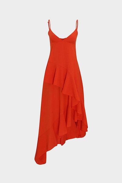 Açelya Okcu Strappy Midi Women's Dress - Premium Ruffle Detail