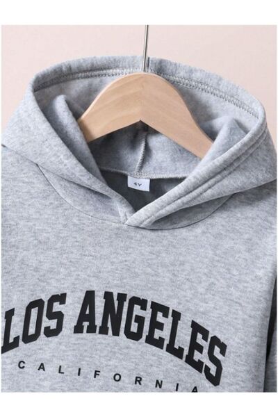 MOONBULL Erkek Çocuk Los Angeles Baskılı Kapüşonlu Eşofman Takımı