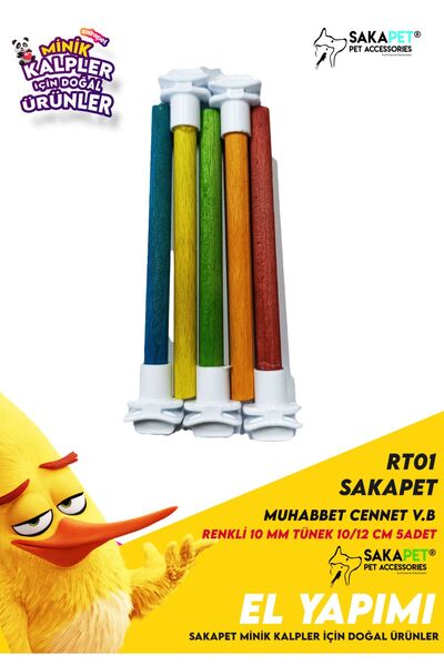 SAKAPET Renkli Kuş Tüneği 10 MM 10-12 CM 5 ADET