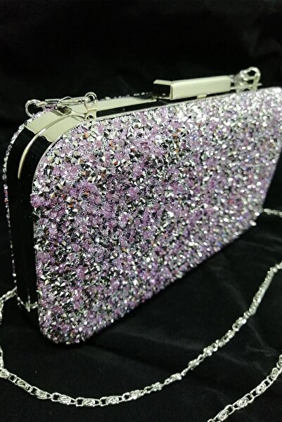 PARKTAN Yakamoz Lila Taşlı Abiye Clutch Portföy Çanta