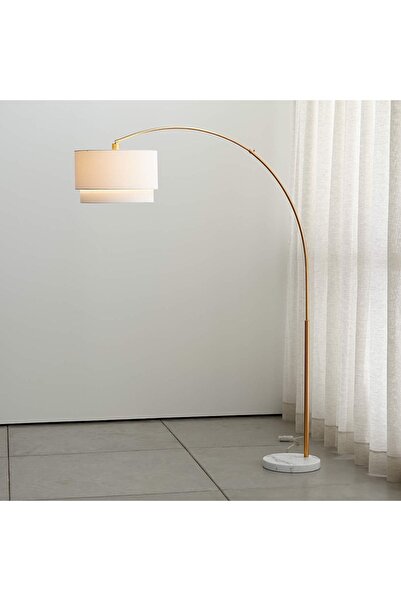 VİSENTE HOME Mermer Ayaklı Şapkalı Metal Lambader