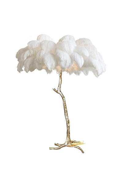 Genel Markalar Candice Beyaz Deve Kuşu Tüyü Lambader