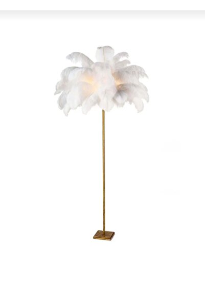 PARMA TASARIM Beyaz Deve Kuşu Tüyü Gövde Lambader