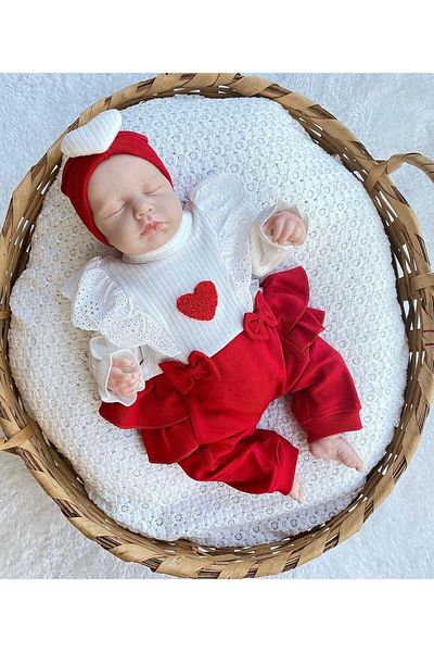 miniyou Cotton Newborn Jumpsuit for Baby Girl - with Flywheel and Bandana, my-1072mc