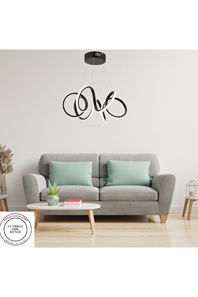 Stella Siyah Kumandalı Ledli Avize Sarkıt Gün Işığı Avize Oturma Odası Mutfak Genç Odası Hol