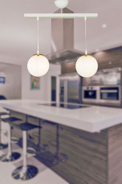 SONSUZ AYDINLATMA&AVİZE Endless Row White 2-Piece White Globe Glass Pendant Lamp Luxury Chandelier