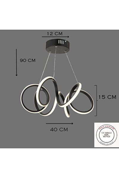 Stella Siyah Kumandalı Ledli Avize Sarkıt Gün Işığı Avize Oturma Odası Mutfak Genç Odası Hol