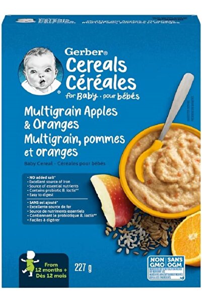 GERBER MultiGrain Apples & Oranges- Çok Tahıllı- Elma ve Portakallı Kaşık Maması 227 Gr- 12. aydan itibaren